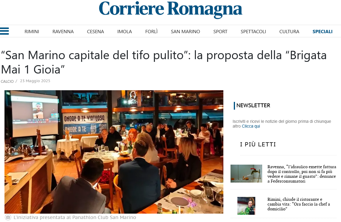 San Marino Capitale del Tifo Pulito: il progetto presentato al Panathlon