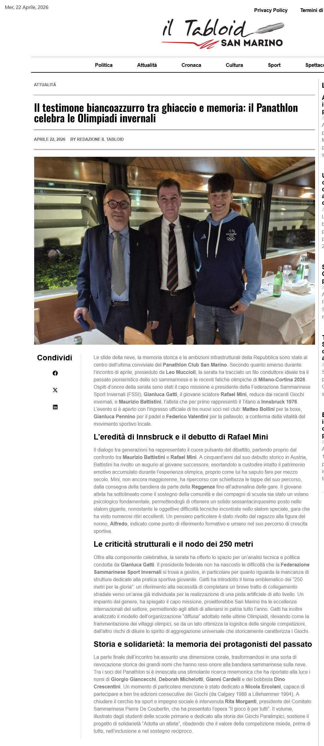 Il Tabloid SM: aprile 2026